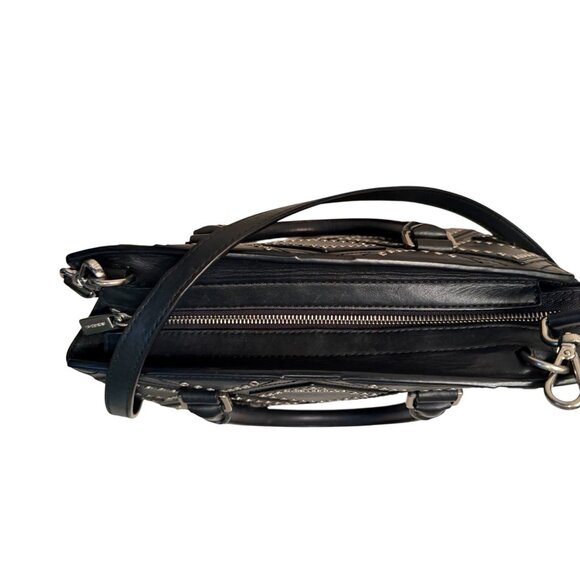 Michael Kors Diamond Grommet Selma Satchel Black Leather Handbag With Handles - Picture 6 of 12